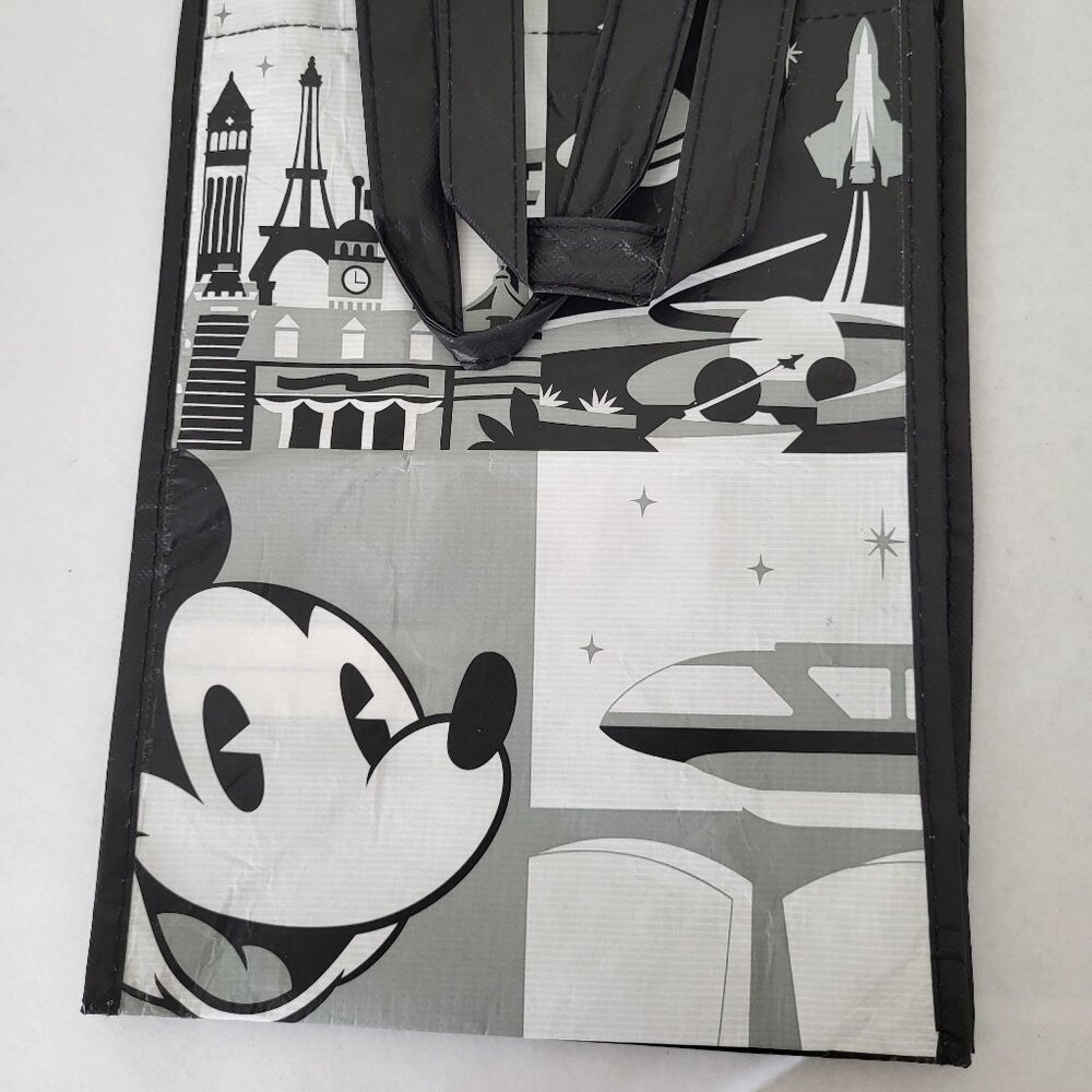 Walt Disney World Small Shopping bag Epcot 12" x 9" x 5" Black Grey & White